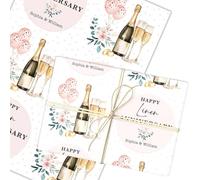 Personalised Wrapping Paper 4th Linen Wedding Anniversary Floral Champagne | Custom Gift Wrap, Sheets or Rolls, Customised Personalized Wrapping Paper
