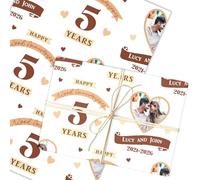 Personalised Wrapping Paper 5th Wedding Anniversary 5 Year Photo Wood Heart | Custom Gift Wrap, Sheets or Rolls, Customised Personalized Wrapping Paper