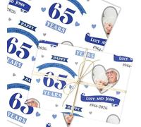 Personalised Wrapping Paper 65th Wedding Anniversary 65 Year Photo Blue Sapphire | Custom Gift Wrap, Sheets or Rolls, Customised Personalized Wrapping Paper