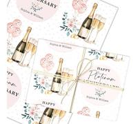 Personalised Wrapping Paper 70th Platinum Wedding Anniversary Floral Champagne | Custom Gift Wrap, Sheets or Rolls, Customised Personalized Wrapping Paper
