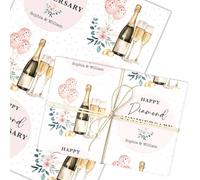 Personalised Wrapping Paper 75th Diamond Wedding Anniversary Floral Champagne | Custom Gift Wrap, Sheets or Rolls, Customised Personalized Wrapping Paper