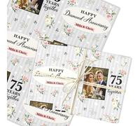 Personalised Wrapping Paper 75th Diamond Wedding Anniversary Photo Gift Wrap | Custom Gift Wrap, Sheets or Rolls, Customised Personalized Wrapping Paper