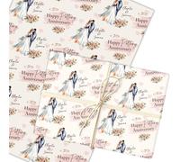 Personalised Wrapping Paper 9th Pottery Wedding Anniversary Watercolour Couple | Custom Gift Wrap, Sheets or Rolls, Customised Personalized Wrapping Paper