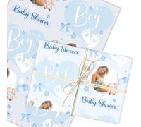 Personalised Wrapping Paper Baby Shower Blue Gender Reveal It's A Boy Photo | Custom Gift Wrap, Sheets or Rolls, Customised Personalized Wrapping Paper