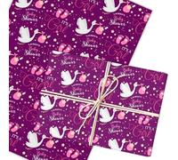 Personalised Wrapping Paper Baby Shower It's A Girl Pink Stork Gender Reveal | Custom Gift Wrap, Sheets or Rolls, Customised Personalized Wrapping Paper