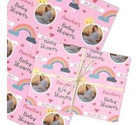 Personalised Wrapping Paper Baby Shower Photo Pink Rainbow Sunshine Gift Wrap | Custom Gift Wrap, Sheets or Rolls, Customised Personalized Wrapping Paper