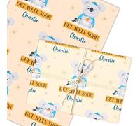 Personalised Wrapping Paper Get Well Soon Koala Mug Custom Gift Wrap | Custom Gift Wrap, Sheets or Rolls, Customised Personalized Wrapping Paper
