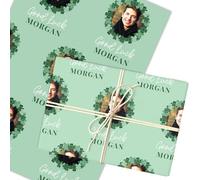 Personalised Wrapping Paper Good Luck Photo Four Leaf Clover Green Gift Wrap | Custom Gift Wrap, Sheets or Rolls, Customised Personalized Wrapping Paper