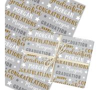Personalised Wrapping Paper Graduation Gold Silver Star Custom Gift Wrap | Custom Gift Wrap, Sheets or Rolls, Customised Personalized Wrapping Paper