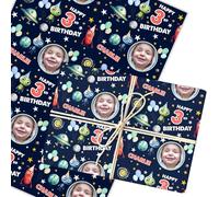 Personalised Wrapping Paper Kids Birthday Aliens Space Photo Custom Gift-Wrap | Custom Gift Wrap, Sheets or Rolls, Customised Personalized Wrapping Paper