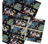 Personalised Wrapping Paper Kids Birthday Black Batman Boys Custom Gift Wrap | Custom Gift Wrap, Sheets or Rolls, Customised Personalized Wrapping Paper