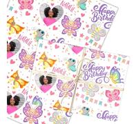 Personalised Wrapping Paper Kids Birthday Butterflies Photo Custom Gift Wrap | Custom Gift Wrap, Sheets or Rolls, Customised Personalized Wrapping Paper