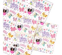 Personalised Wrapping Paper Kids Birthday Butterflies Photo Custom Gift-Wrap | Custom Gift Wrap, Sheets or Rolls, Customised Personalized Wrapping Paper