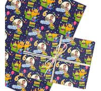 Personalised Wrapping Paper Kids Birthday Monsters Photo Navy Custom Gift Wrap | Custom Gift Wrap, Sheets or Rolls, Customised Personalized Wrapping Paper