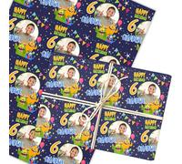 Personalised Wrapping Paper Kids Birthday Navy Monsters Photo Custom Gift-Wrap | Custom Gift Wrap, Sheets or Rolls, Customised Personalized Wrapping Paper
