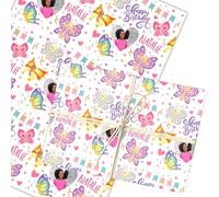 Personalised Wrapping Paper Kids Birthday Photo Butterflies Custom Gift Wrap | Custom Gift Wrap, Sheets or Rolls, Customised Personalized Wrapping Paper
