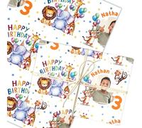 Personalised Wrapping Paper Kids Birthday Safari Animals Photo Custom Gift-Wrap | Custom Gift Wrap, Sheets or Rolls, Customised Personalized Wrapping Paper
