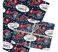Personalised Wrapping Paper Kids Birthday Spiderman Navy Boys Custom Gift Wrap | Custom Gift Wrap, Sheets or Rolls, Customised Personalized Wrapping Paper