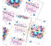 Personalised Wrapping Paper Kids Birthday White Butterflies Custom Gift Wrap | Custom Gift Wrap, Sheets or Rolls, Customised Personalized Wrapping Paper