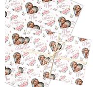 Personalised Wrapping Paper Mother's Day Nan Pink Floral Heart Photo Gift Wrap | Custom Gift Wrap, Sheets or Rolls, Customised Personalized Wrapping Paper
