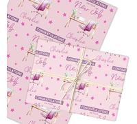 Personalised Wrapping Paper New Job Congratulations Female Pink Desk Office Job | Custom Gift Wrap, Sheets or Rolls, Customised Personalized Wrapping Paper