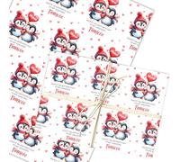 Personalised Wrapping Paper Valentine's Day Fiancée Cute Penguin Gift-Wrap | Custom Gift Wrap, Sheets or Rolls, Customised Personalized Wrapping Paper