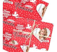Personalised Wrapping Paper Valentine's Day Fiancée Heart Photo Cupid Gift Wrap | Custom Gift Wrap, Sheets or Rolls, Customised Personalized Wrapping Paper