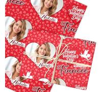 Personalised Wrapping Paper Valentine's Day Fiancée Heart Photo Cupid Silhouette | Custom Gift Wrap, Sheets or Rolls, Customised Personalized Wrapping Paper