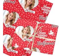 Personalised Wrapping Paper Valentine's Day Girlfriend Heart Photo Cupid | Custom Gift Wrap, Sheets or Rolls, Customised Personalized Wrapping Paper