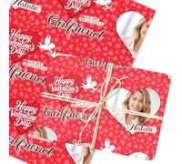 Personalised Wrapping Paper Valentine's Day Girlfriend Heart Photo Cupid Red | Custom Gift Wrap, Sheets or Rolls, Customised Personalized Wrapping Paper