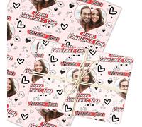 Personalised Wrapping Paper Valentine's Day Heart Photo Doodles I Love You | Custom Gift Wrap, Sheets or Rolls, Customised Personalized Wrapping Paper