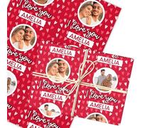 Personalised Wrapping Paper Valentine's Day Photo I Love You Red Heart Gift Wrap | Custom Gift Wrap, Sheets or Rolls, Customised Personalized Wrapping Paper