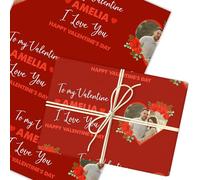 Personalised Wrapping Paper Valentine's Day Photo To My Valentine Roses Red | Custom Gift Wrap, Sheets or Rolls, Customised Personalized Wrapping Paper