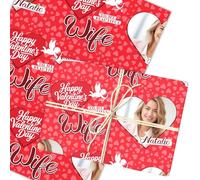 Personalised Wrapping Paper Valentine's Day Wife Heart Photo Cupid Gift Wrap | Custom Gift Wrap, Sheets or Rolls, Customised Personalized Wrapping Paper