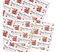 Personalised Wrapping Paper Wedding Anniversary Any Year Cute Teddy Gift Wrap | Custom Gift Wrap, Sheets or Rolls, Customised Personalized Wrapping Paper