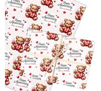 Personalised Wrapping Paper Wedding Anniversary Cute Teddy Any Year Gift Wrap | Custom Gift Wrap, Sheets or Rolls, Customised Personalized Wrapping Paper