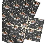 Personalised Wrapping Paper Wedding Day Floral Just Married Heart Gift Wrap | Custom Gift Wrap, Sheets or Rolls, Customised Personalized Wrapping Paper