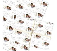 Personalised Wrapping Paper Wedding Day Just Married Heart Photo Gift-Wrap | Custom Gift Wrap, Sheets or Rolls, Customised Personalized Wrapping Paper
