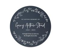 Personalised Wreath Memorial Slate Circular Grave Marker - Custom Name, Dates & Message | Sympathy Gift, Remembrance | 20cm x D 0.6cm
