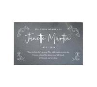 Personalised Wreath Memorial Slate Grave Marker - Custom Message | Sympathy Gift, Remembrance | 25cm x 15cm