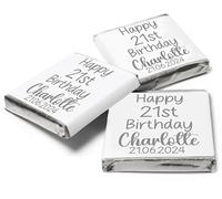 Personalised Written Chocolate Neapolitan Squares Wedding Party Favour Birthday Gift Anniversary Baby Shower Christmas Easter Halloween Valentine Eid Diwali Custom Own Design (100, Silver Foil)