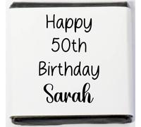Personalised Written Chocolate Neapolitan Squares Wedding Party Favour Birthday Gift Anniversary Baby Shower Christmas Easter Halloween Valentine Eid Diwali Custom Own Design (20, Black Foil)