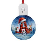 Personalised Xmas Alphabet, Initial with Name, Christmas Tree Ornament, Christmas Led Baubles, Acrylic Round LED Light Comes With battery, With Multi Color Settings.