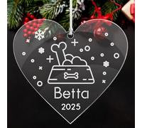 Personalised Xmas Baubles Engraved Christmas Decorations Acrylic Christmas Tree Ornaments Xmas Gift for Pet Dog Cat Pets Dogs Cats with Any Name at 2025 (Heart)