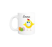 Personalised Yellow Masked Chick Easter Mug (11oz) White Mug with Name on Yellow Chick with a Mask Print Design