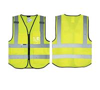 Personalised Yellow Salzmann 3M High Visibility Safety Vest Multi Phone ID Pocket Hi-Vis Waistcoat 3M Reflective Tape