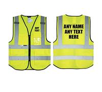 Personalised Yellow Salzmann 3M High Visibility Safety Vest Multi Phone ID Pocket Hi-Vis Waistcoat 3M Reflective Tape