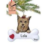 Personalised Yorkie Dog Bone Ornament 2025 - Fast & Free 24h Customisation - Pet Christmas Ornaments for Tree - Custom Gift Wrapped Yorkshire Terrier Keepsake for Dog-Lovers