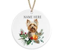 Personalised Yorkshire Terrier Ceramic, Christmas Tree Bauble Decoration