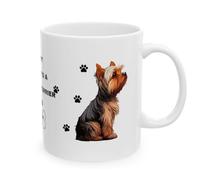 Personalised Yorkshire Terrier Coffee Mug, White Ceramic, Dog Lover Gift with Paw Print Design, 11 oz, My Heart Belongs to